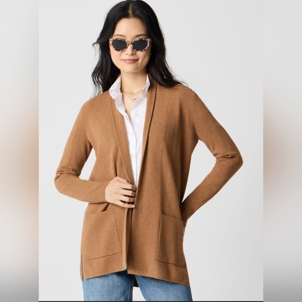 J.Crew Womens Sweater Cardigan Beige Size Large 100% Cotton